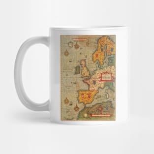 Antique Map, a Sea Chart of Europe by Lucas Janszoon Waghenaer, 1583 Mug